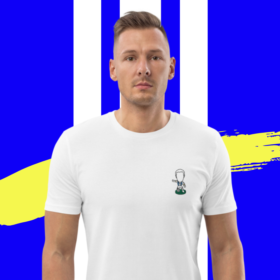 South Yorkshire Stripes - Black Outline Embroidered Logo - Unisex organic cotton football t-shirt - Sheffield Wednesday Inspired Design