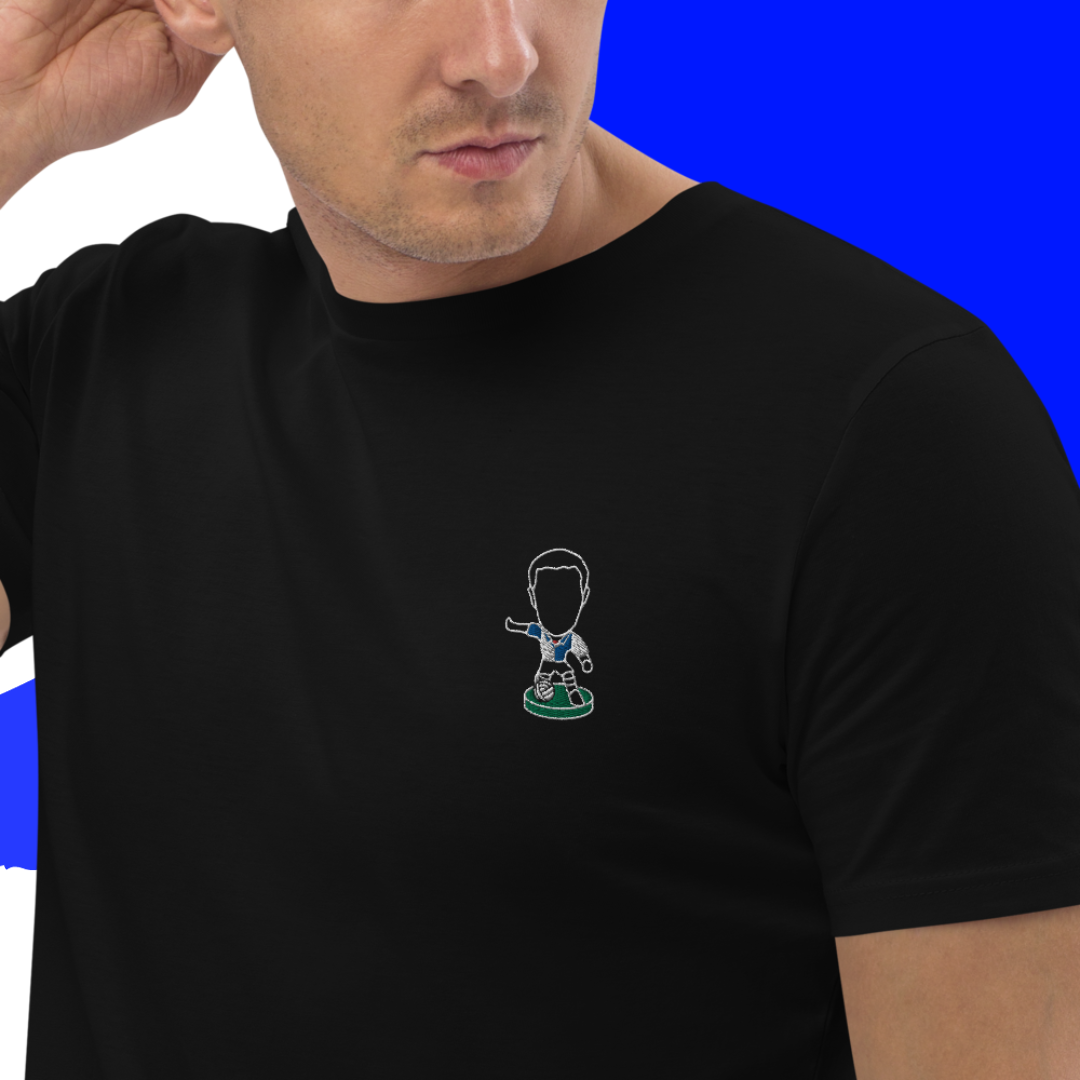 Lancashire Pride (White Outline) Blackburn Rovers Inspired Design - Embroidered - Unisex Football Organic Cotton T-Shirt