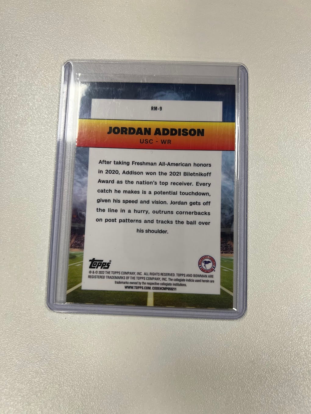 2022 Bowman Chrome University Ramblin Man #RM-9 Jordan Addison (Minnesota Vikings) Card