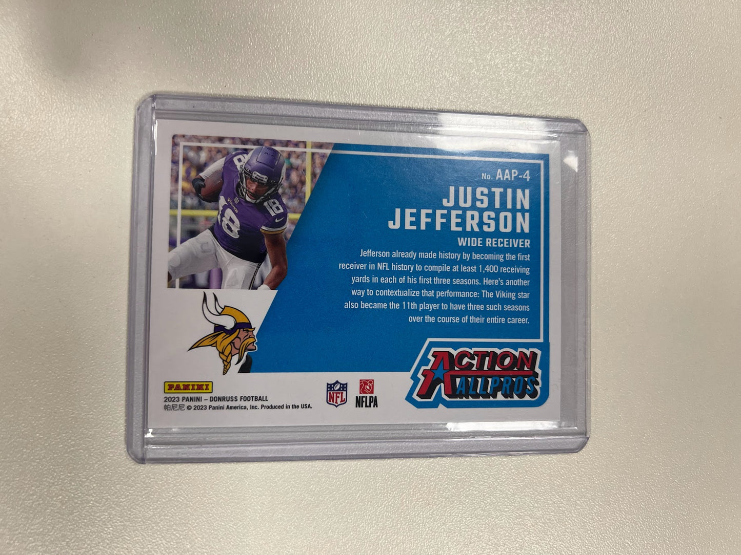 2023 Donruss Action All-Pros #AAP-4 Justin Jefferson (Minnesota Vikings) Card