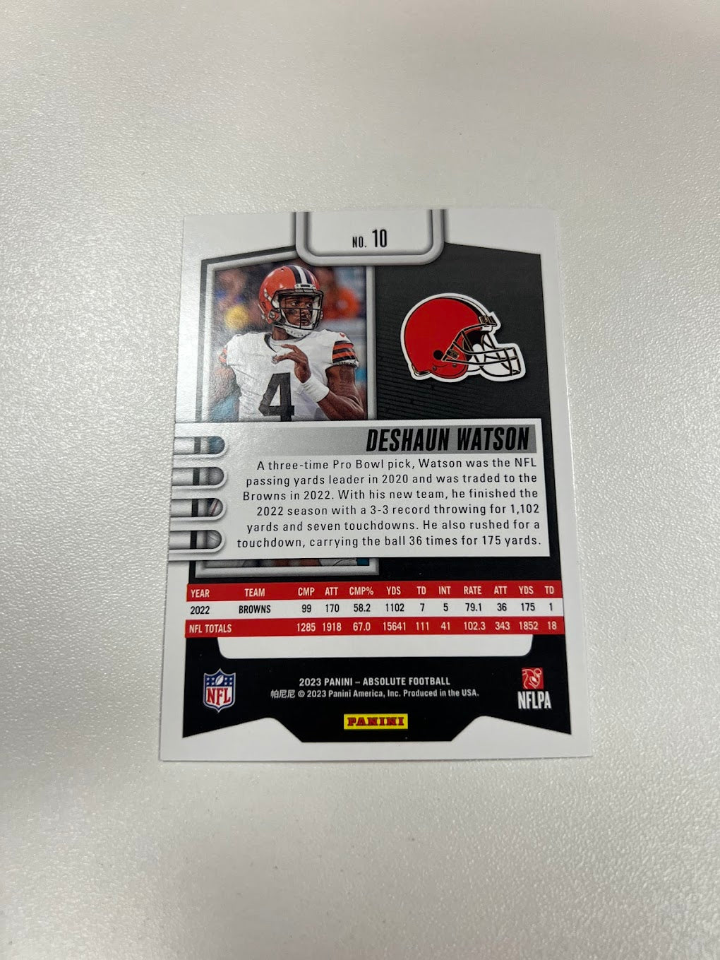 2023 Absolute Deshaun Watson Parallel #10 Cleveland Browns NFL Card