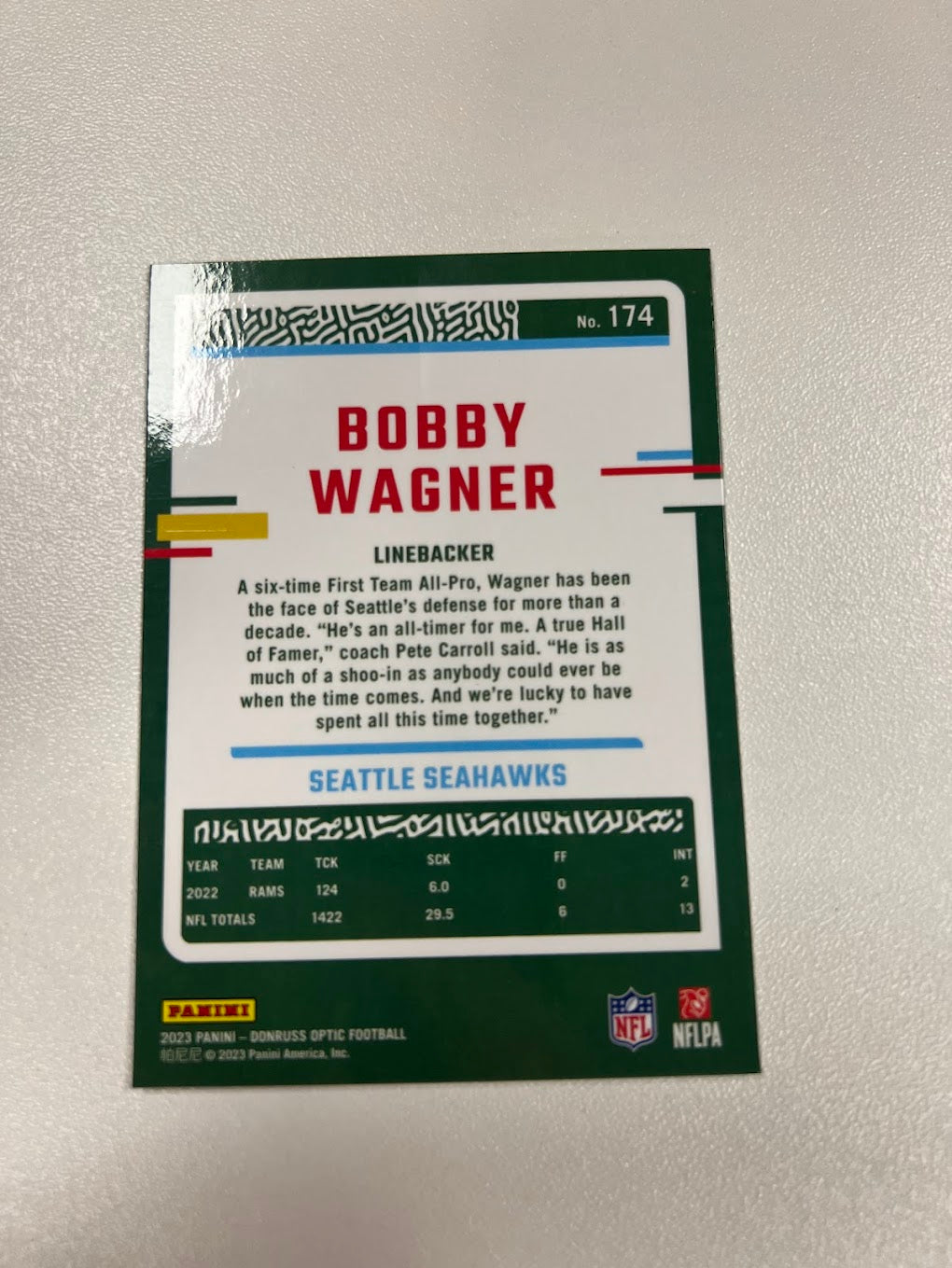 2023 Donruss Optic White Prizm #174 Bobby Wagner NFL Card