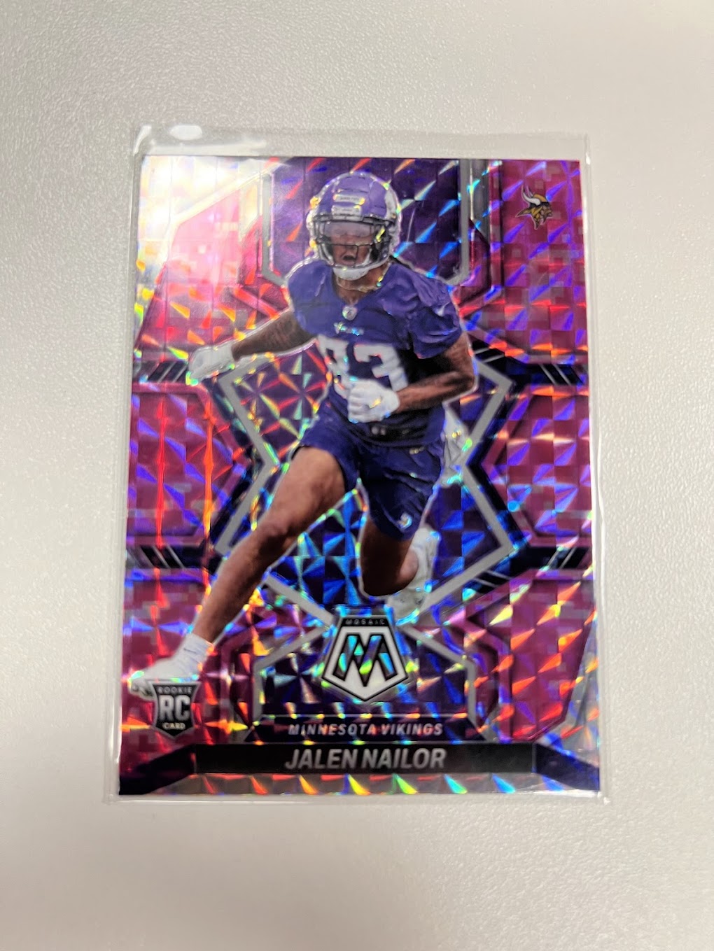 2022 Panini Mosaic Jalen Nailor Pink Camo Prizm RC Vikings #347 Rookie Minnesota Vikings NFL Card