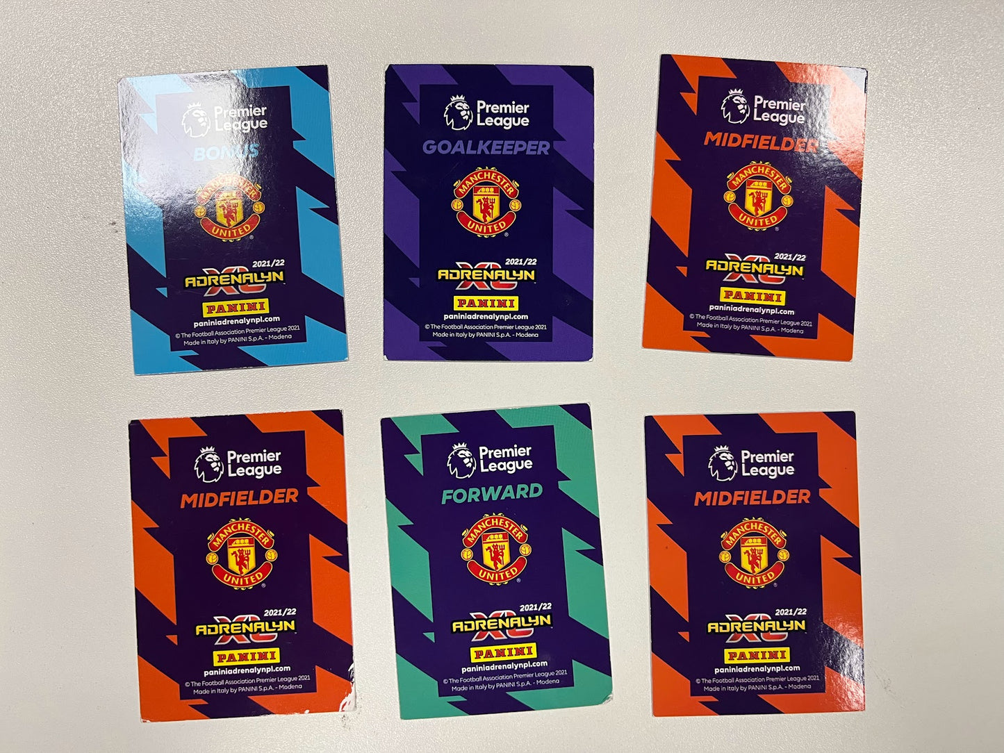 6x Manchester United - Panini Adrenalyn XL Premier League Cards 2021/22