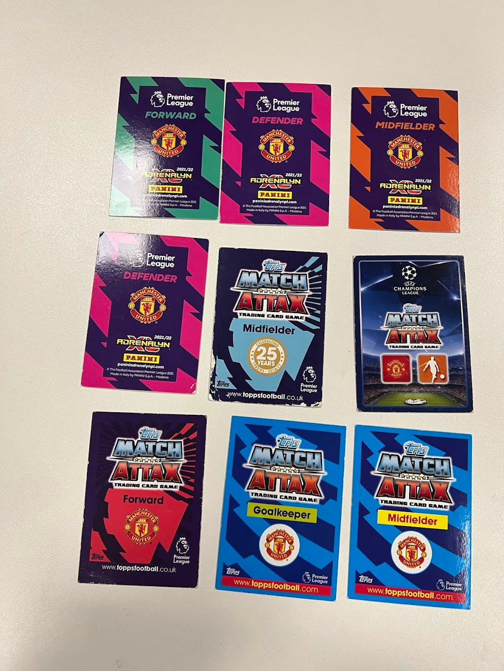 9x Manchester United - Foil / Shiny Special Football Cards