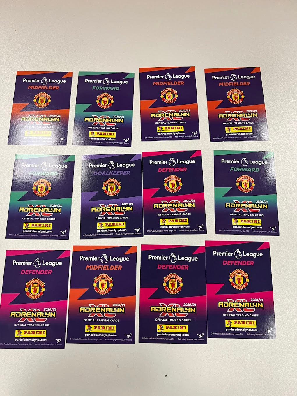 12x Manchester United - Panini Adrenalyn 2020/21 Football Cards