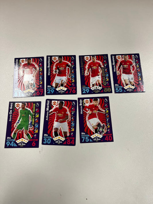 7x Manchester United - Topps Match Attax Football Cards