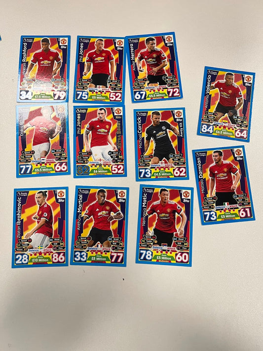 11x Manchester United - Topps Match Attax Football Cards