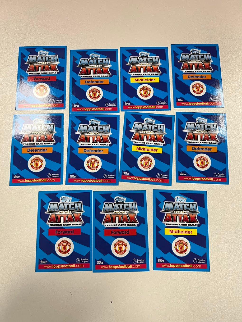 11x Manchester United - Topps Match Attax Football Cards