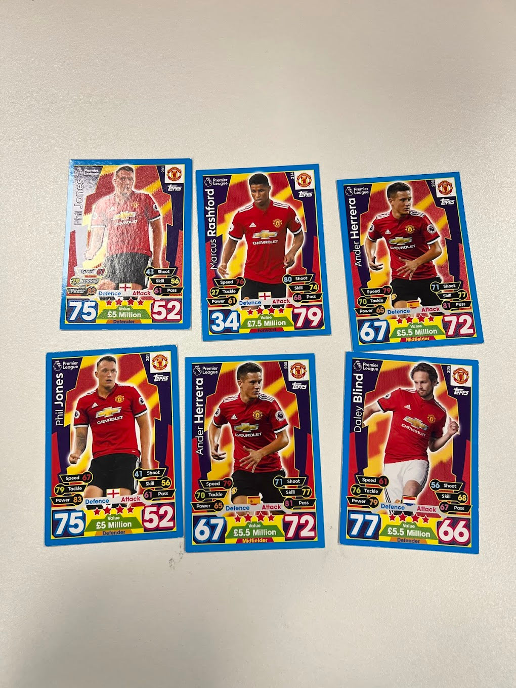 6x Manchester United - Topps Match Attax Cards