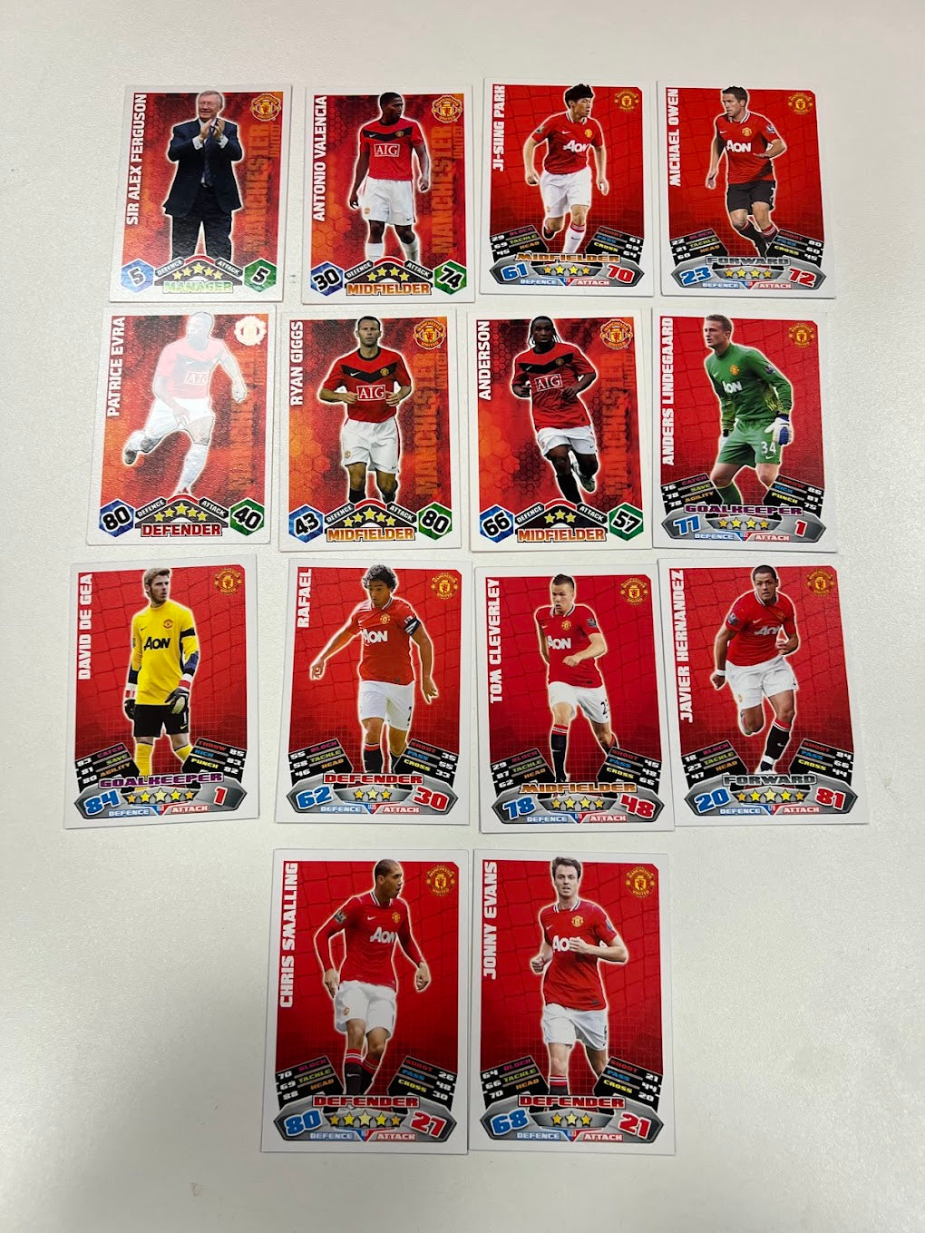 14x Manchester United - Topps Match Attax Cards