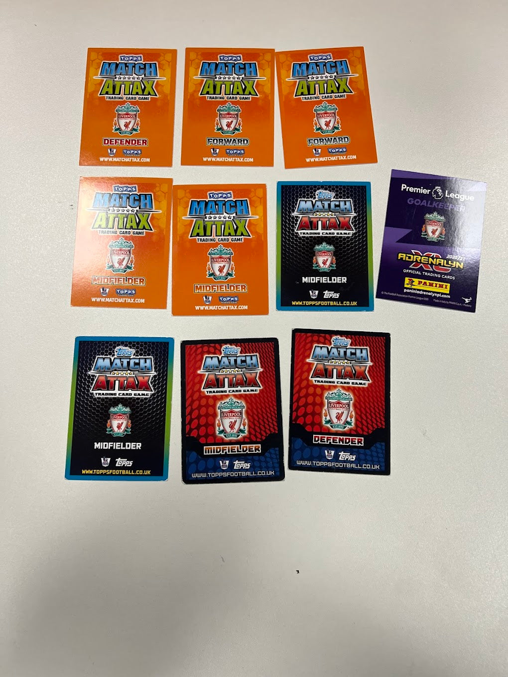 10x Liverpool - Topps Match Attax Football & Panini Adrenalyn Cards