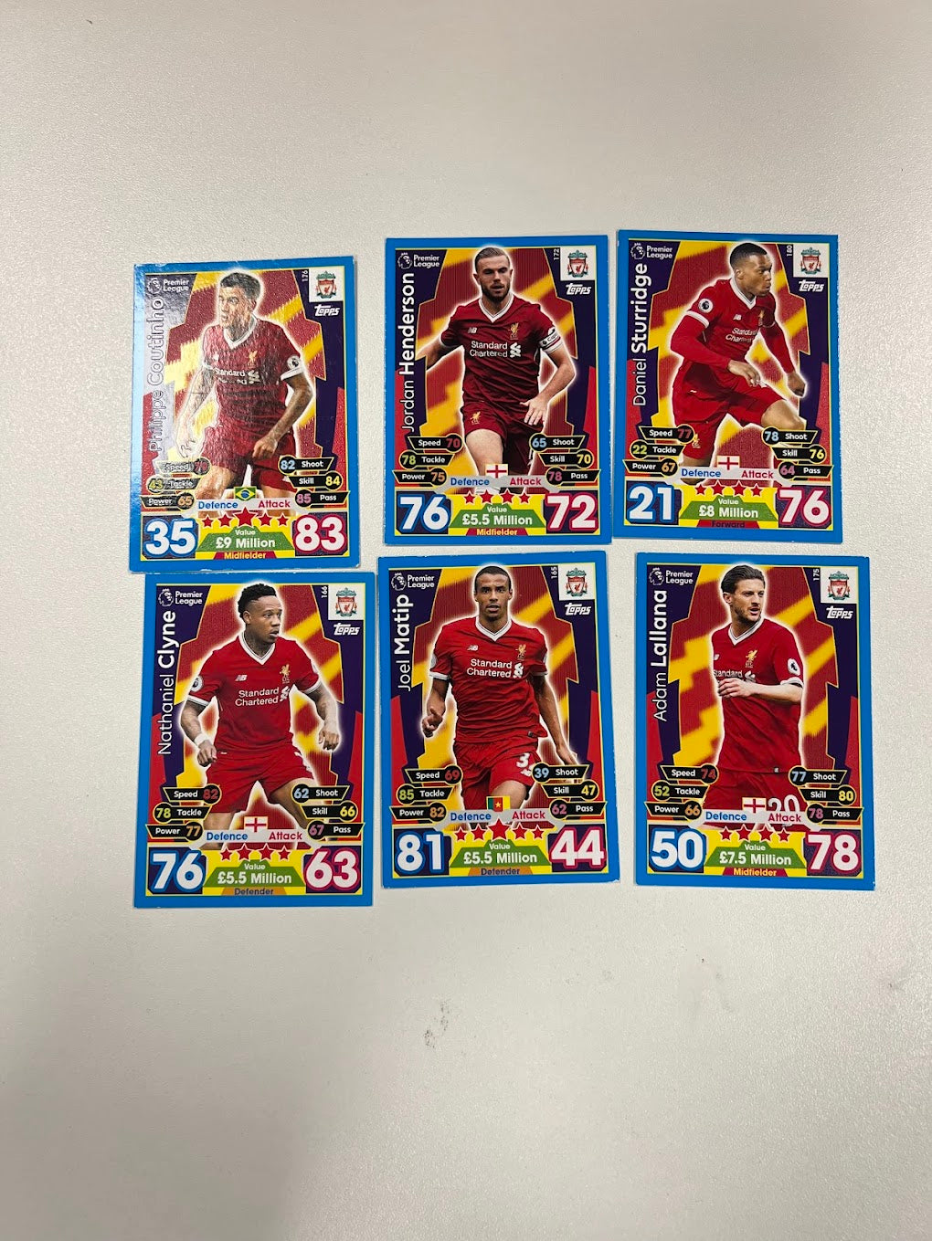 6x Liverpool - Topps Match Attax Football Cards