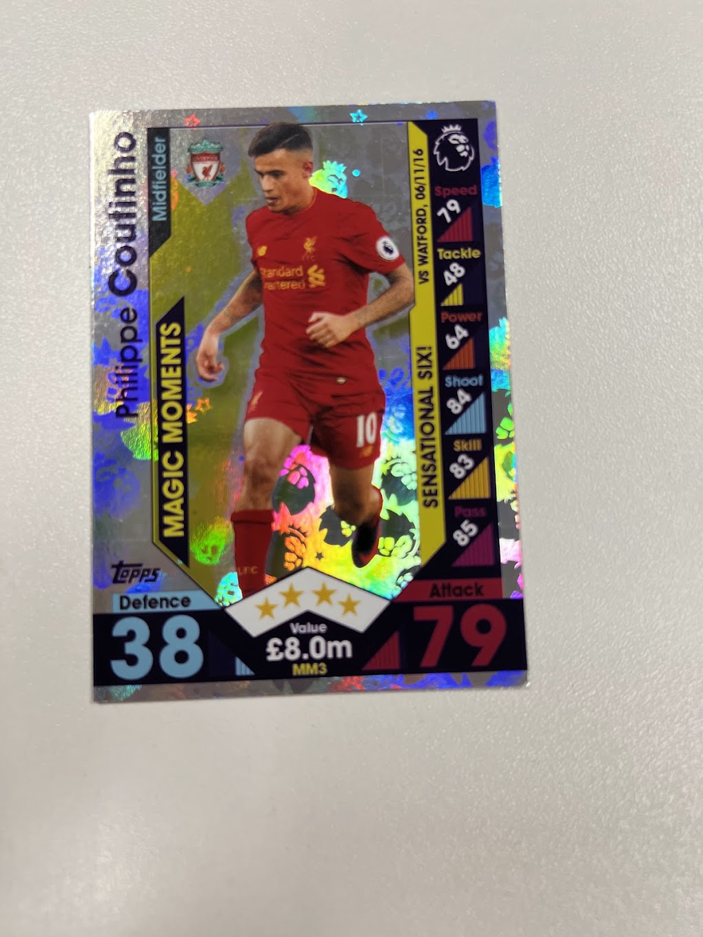 Philippe Coutinho - Foil / Shiny - Match Attax Football Card - Liverpool