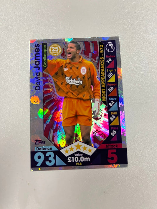 David James - Foil / Shiny - Match Attax 25 Years Football Card - Liverpool