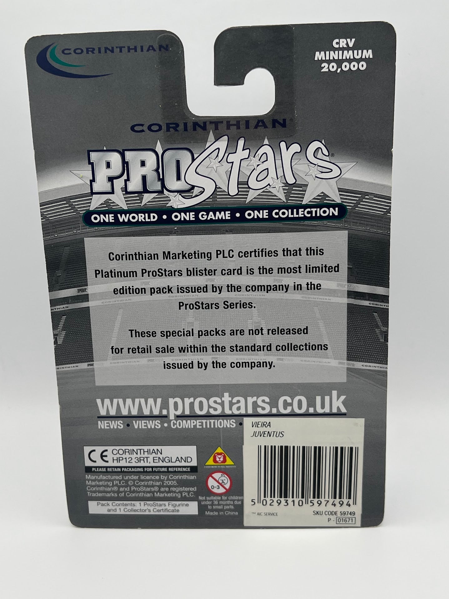 Patrick Viera - Corinthian Prostars - Juventus - PP1361/PRO1361 - Terrific Transfers Series 31 - Platinum Edition