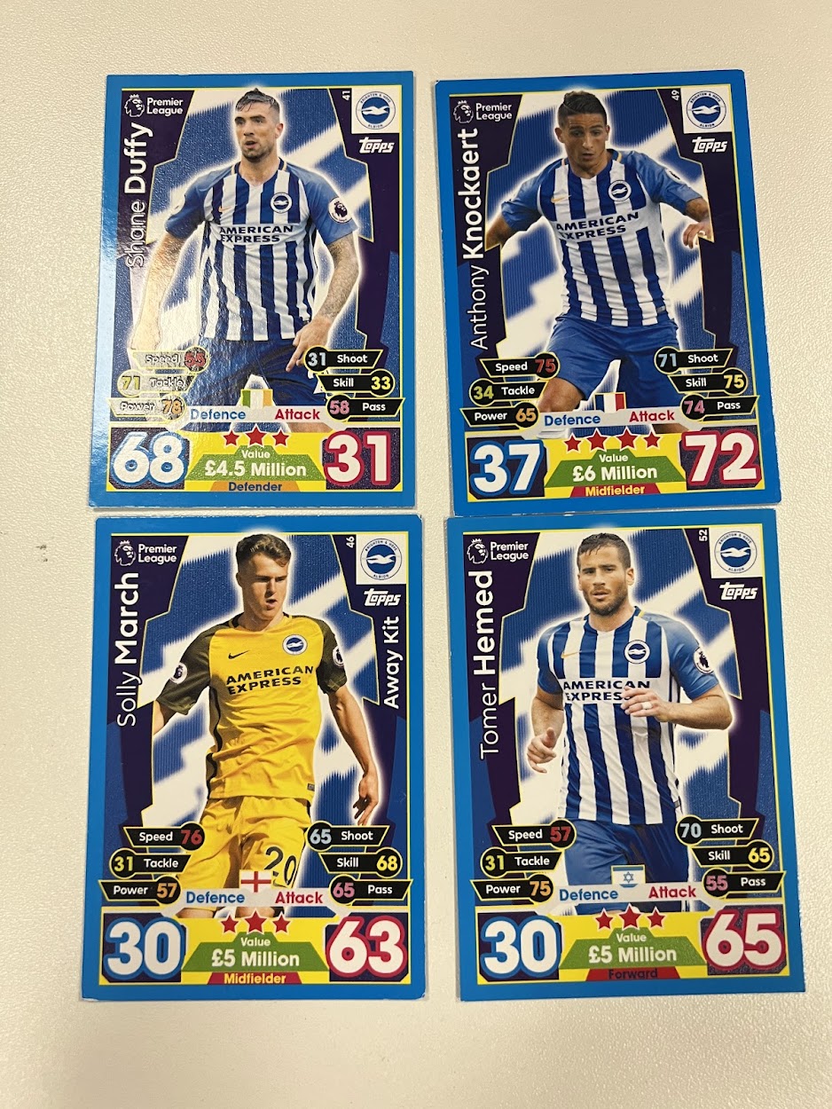 4x Brighton & Hove Albion - Topps Match Attax Football Cards