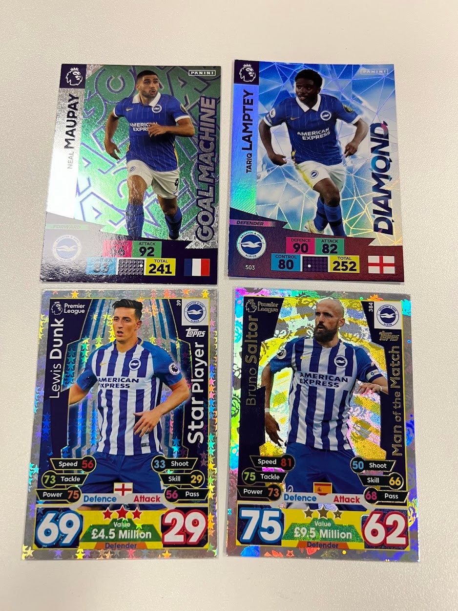 4x Brighton & Hove Albion - Panini Adrenalyn 2020/21 & Match Attax Football Cards