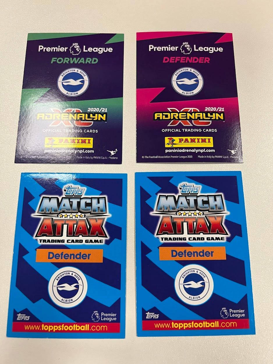 4x Brighton & Hove Albion - Panini Adrenalyn 2020/21 & Match Attax Football Cards