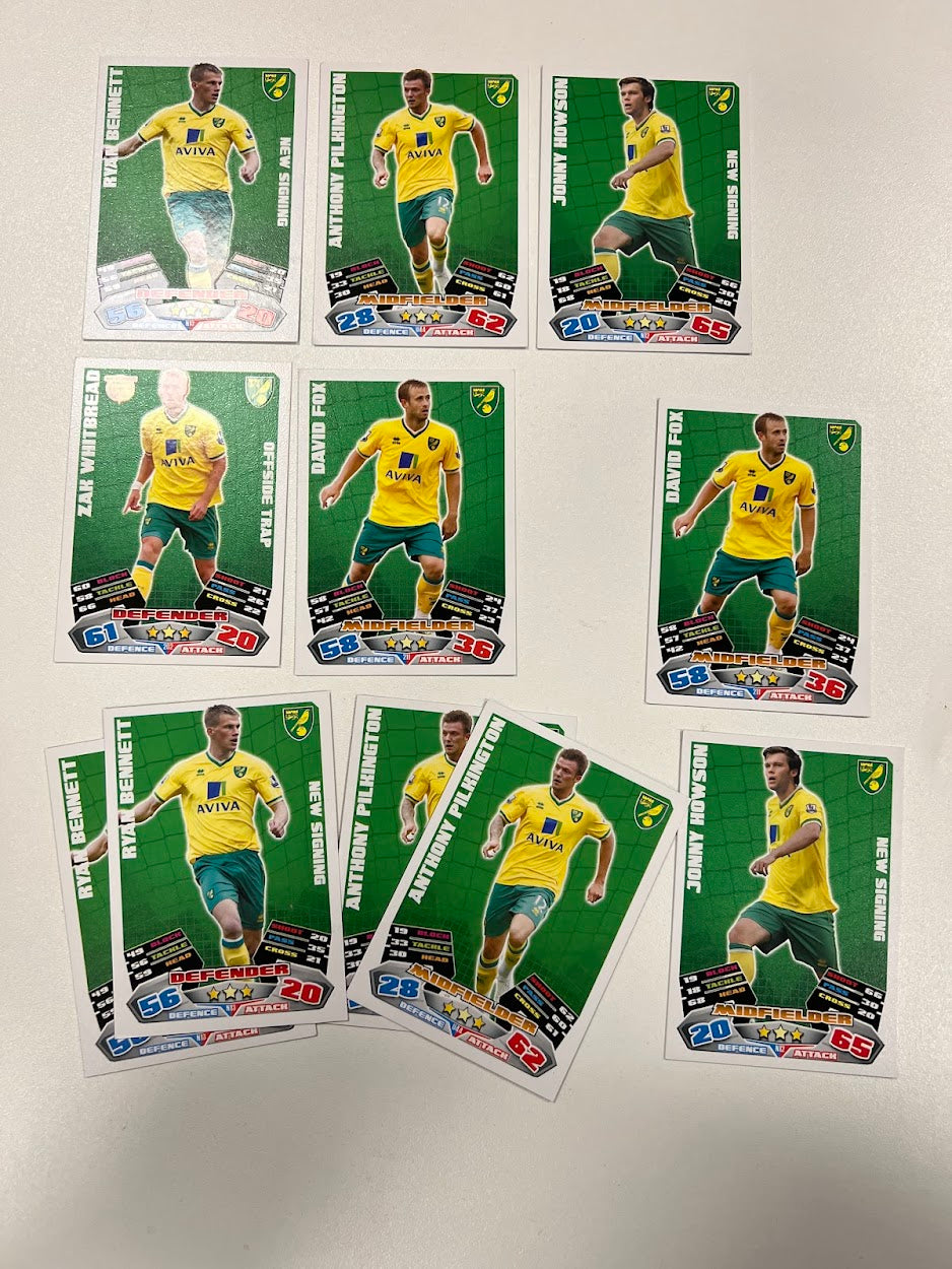 11x Norwich City - Topps Match Attax Football Cards