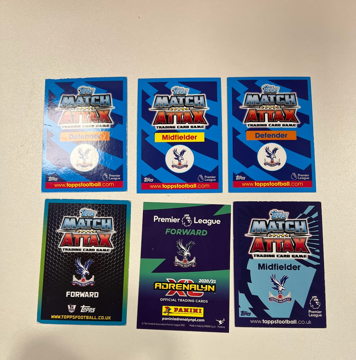 6x Crystal Palace - Topps Match Attax & Panini Adrenalyn 2020/21 Football Cards