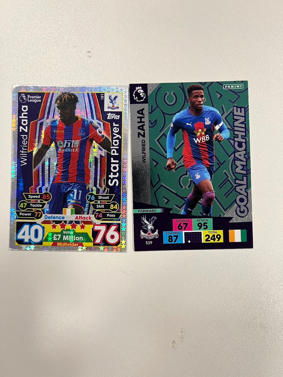 2x Wilfried Zaha Crystal Palace - Topps Match Attax & Panini Adrenalyn 2020/21 Football Cards