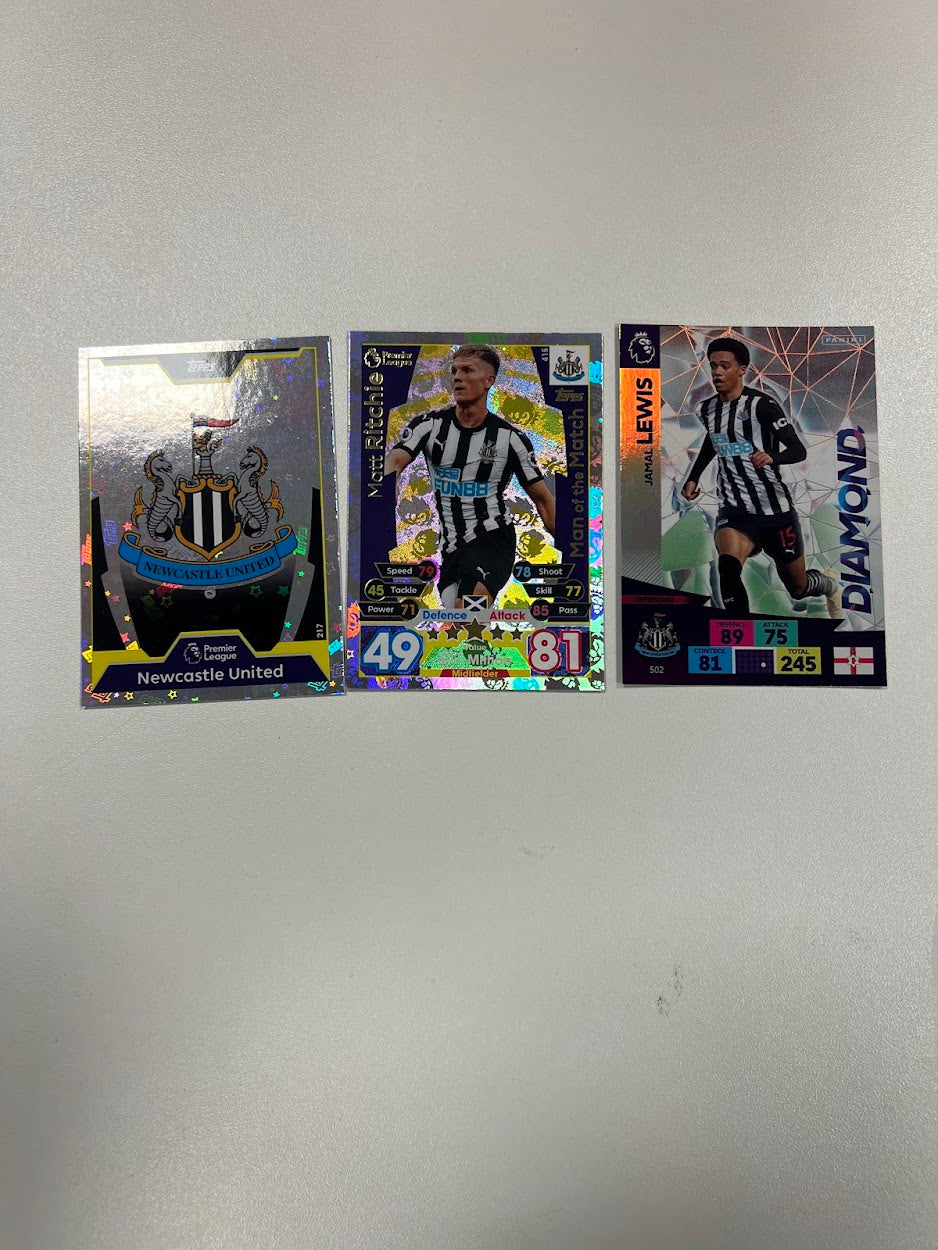 3x Newcastle United Foil/Shiny Topps Match Attax & Panini Adrenalyn 2020/21 Football Cards