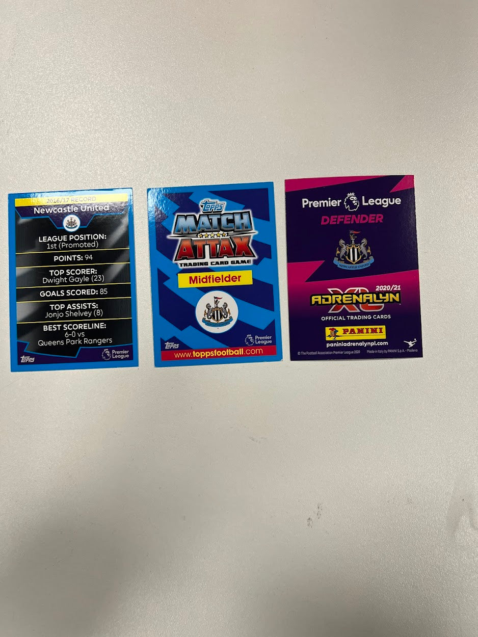 3x Newcastle United Foil/Shiny Topps Match Attax & Panini Adrenalyn 2020/21 Football Cards