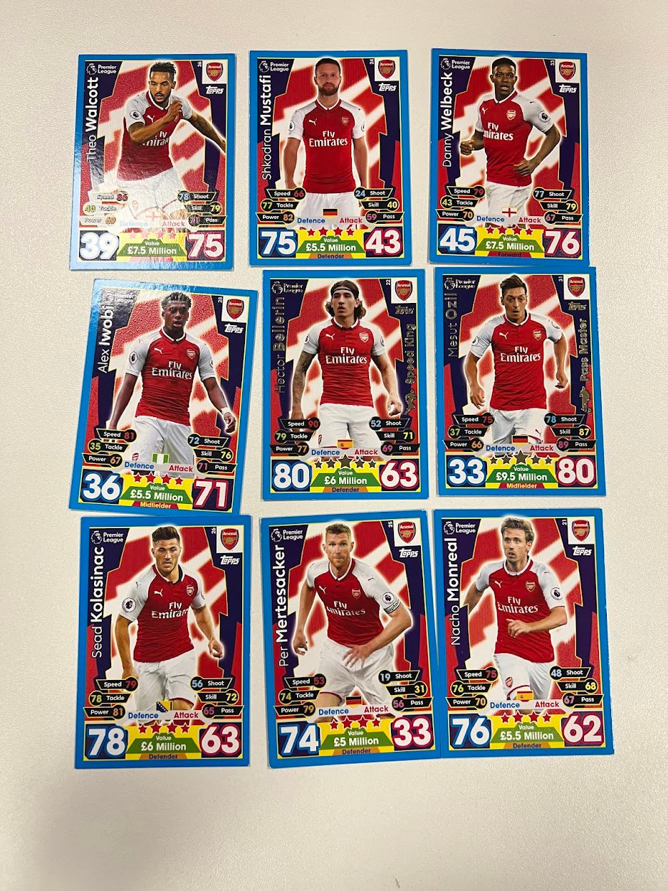 9x Arsenal Topps Match Attax Football Cards