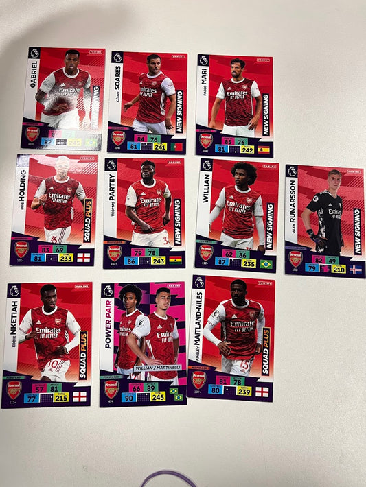 10x Arsenal Panini Adrenalyn 2020/21 Football Cards