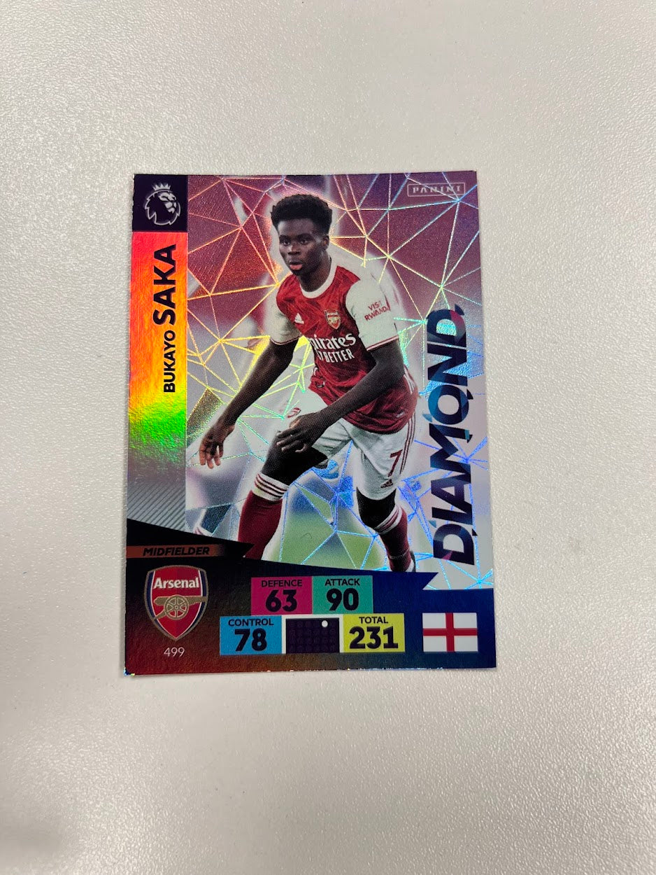 Bukayo Saka Arsenal Foil/Shiny Panini Adrenalyn 2020/21 Football Card