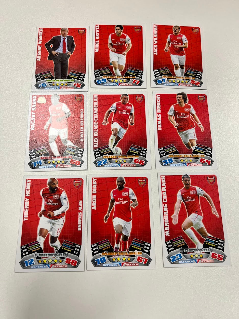 9x Arsenal Topps Match Attax Football Cards