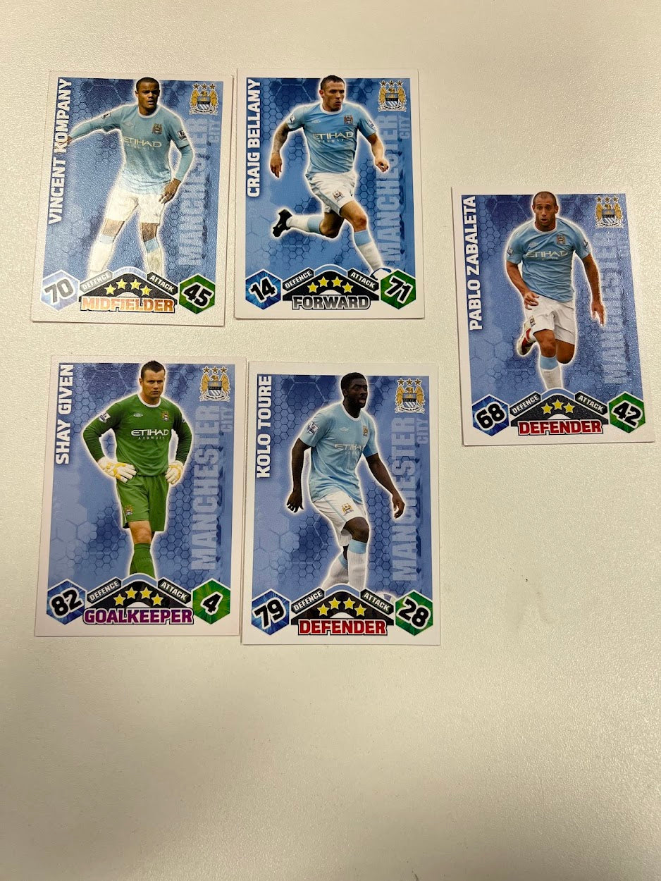 5x Manchester City Topps Match Attax Football Cards