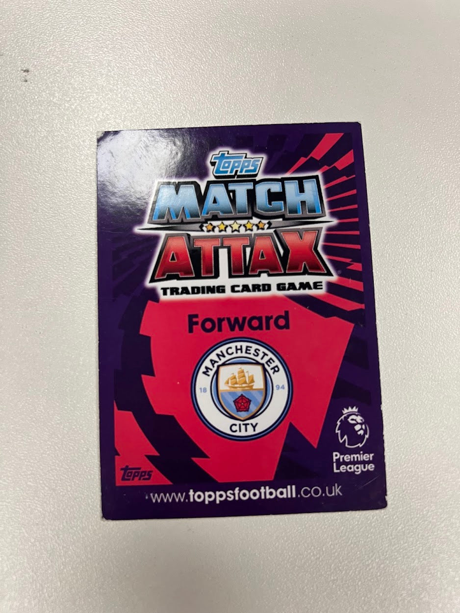 Sergio Aguero Manchester City Foil/Shiny Topps Match Attax Football Card