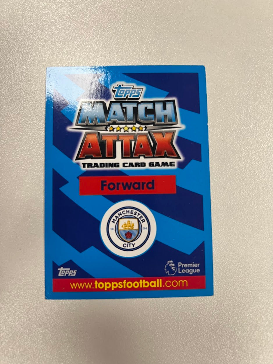 Sergio Aguero Manchester City Foil/Shiny Topps Match Attax Football Card