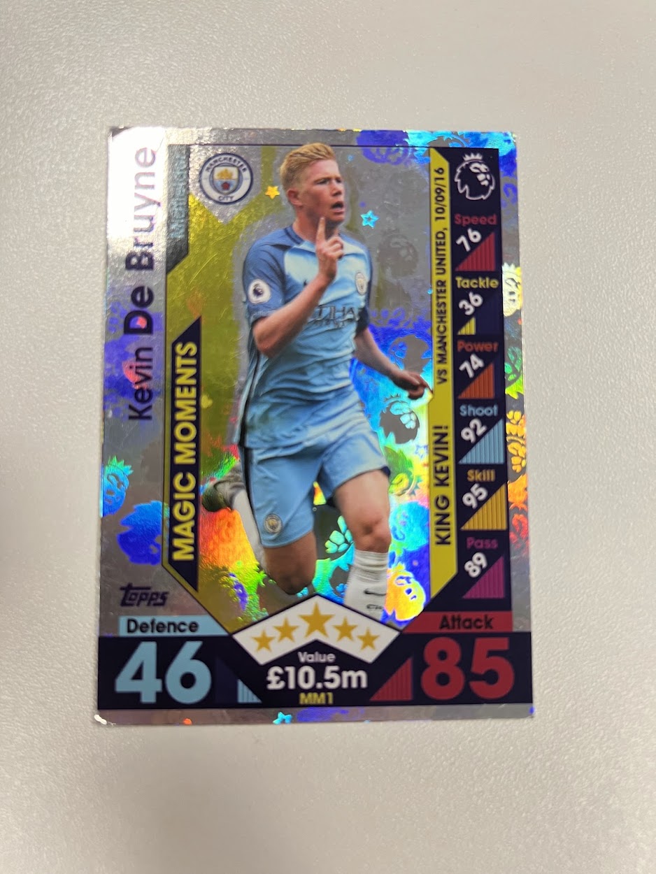 Kevin De Bruyne Manchester City Foil/Shiny Topps Match Attax Football Card