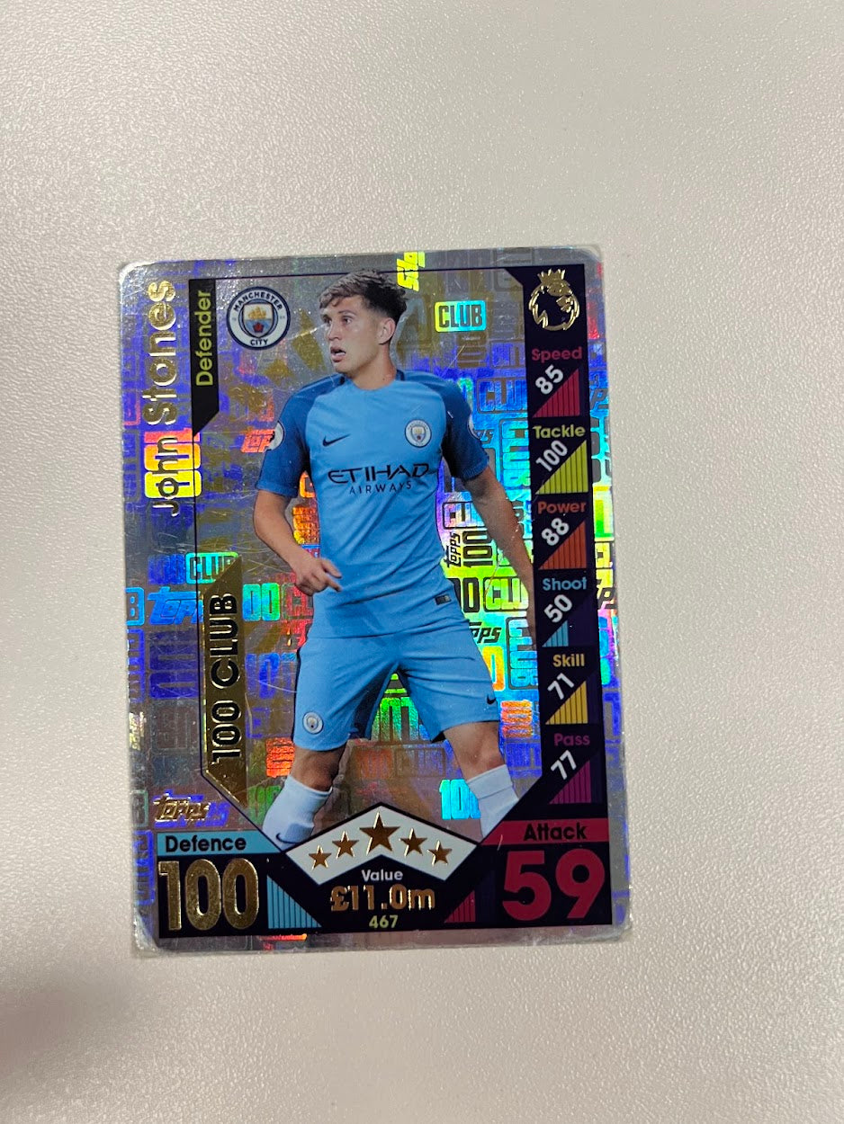 John Stones Manchester City Foil/Shiny Topps Match Attax Football Card