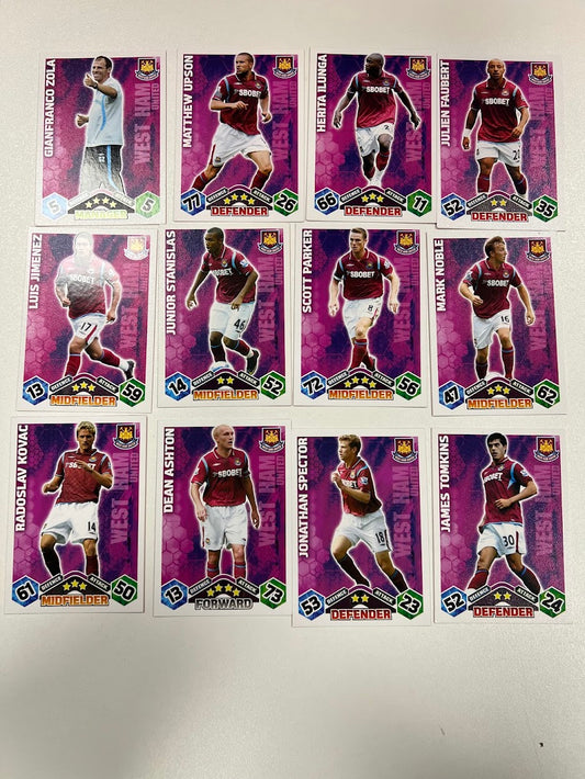 12x West Ham United Topps Match Attax Football Cards