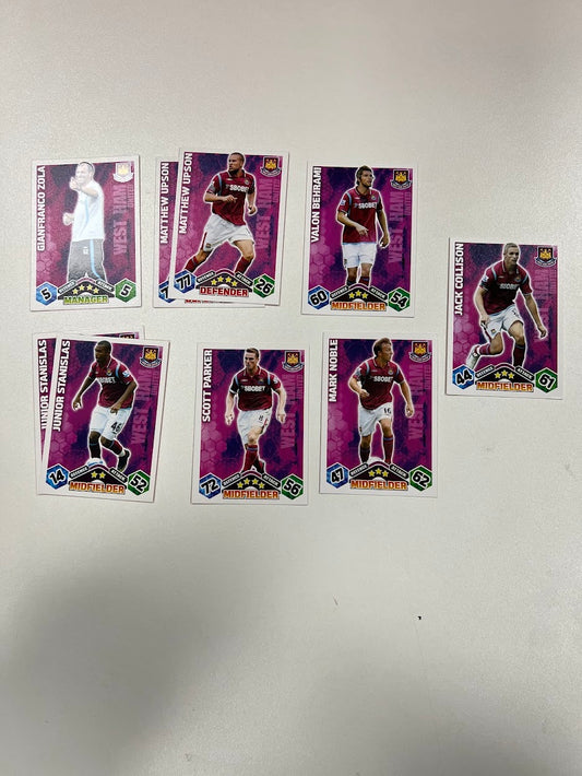 9x West Ham United Topps Match Attax Football Cards