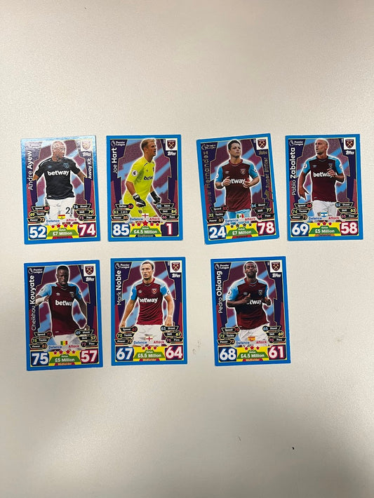 7x West Ham United Topps Match Attax Football Cards