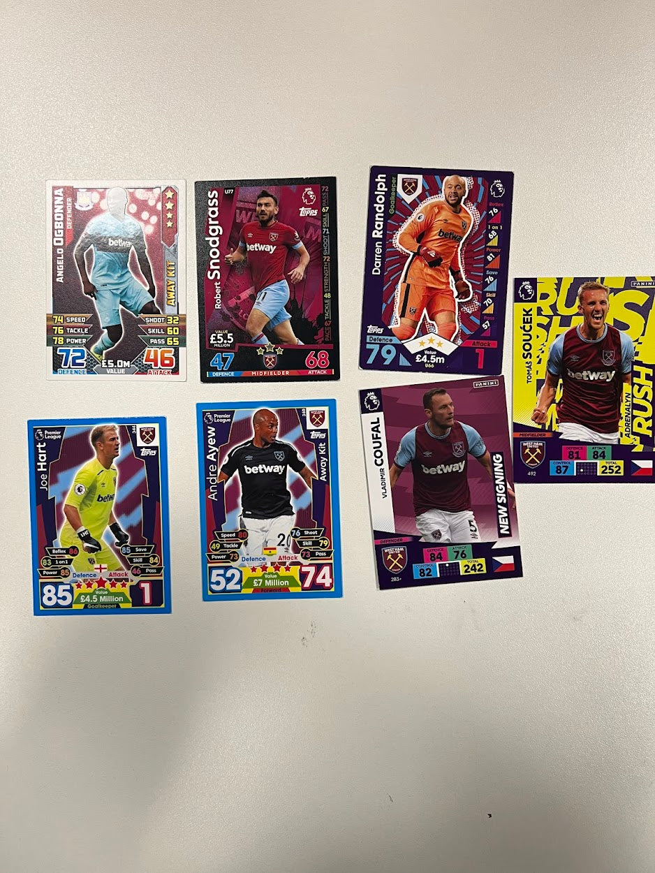 7x West Ham United Topps Match Attax & Panini Adrenalyn 2020/21 Football Cards