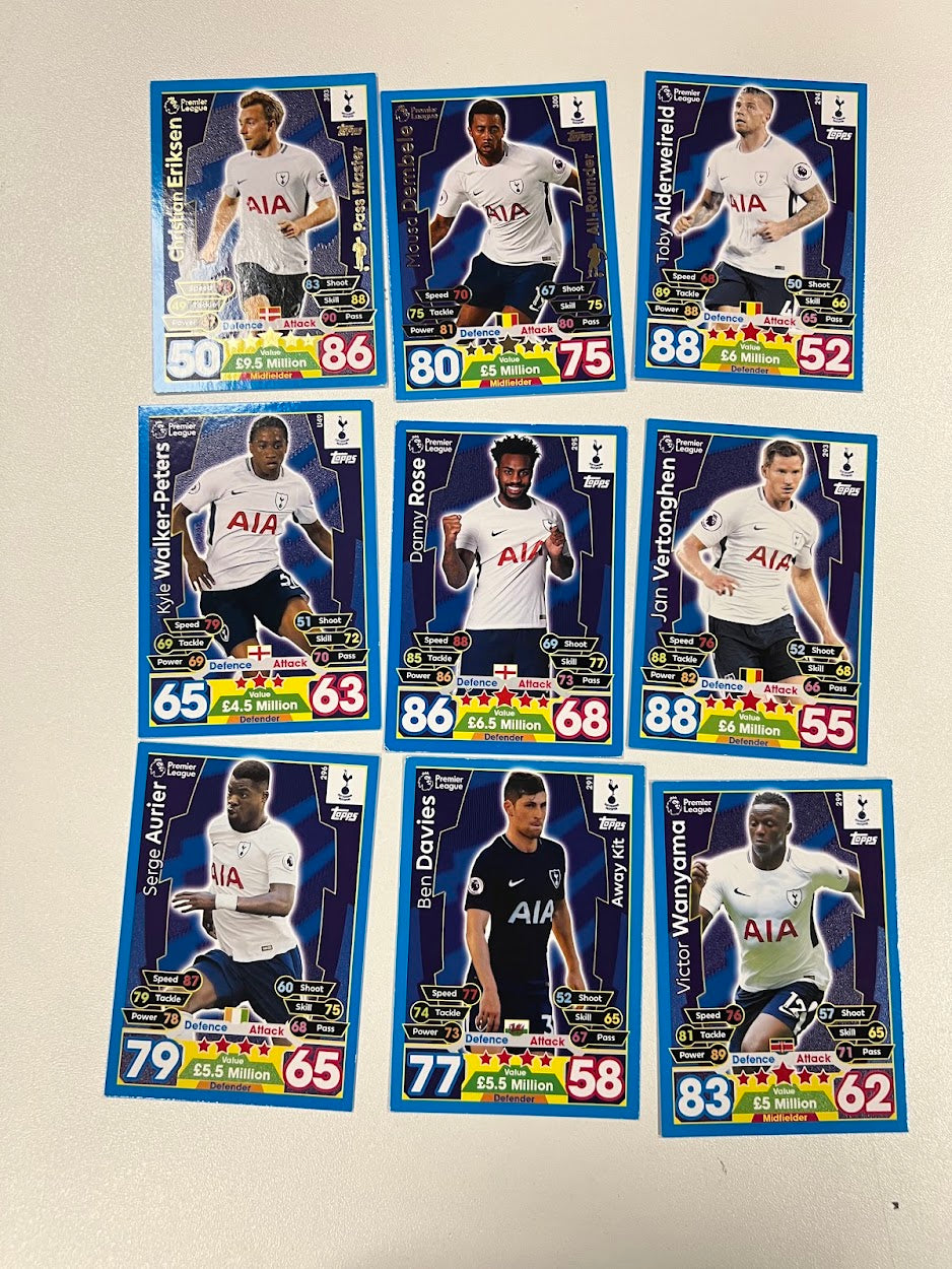 9x Tottenham Hotspur - Topps Match Attax Football Cards