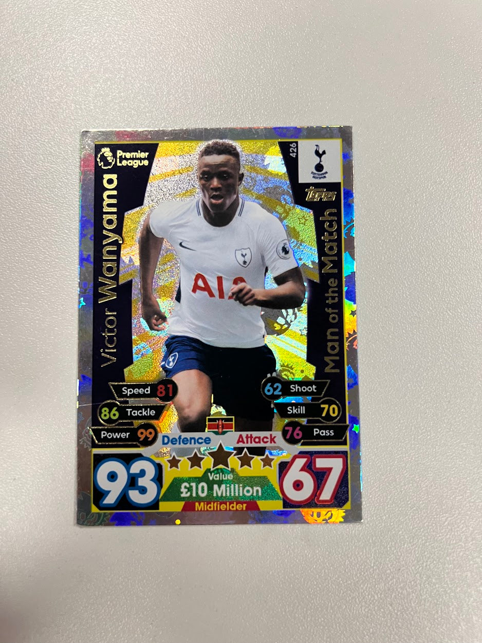 Victor Wanyama Tottenham Hotspur Foil/Shiny - Topps Match Attax Football Cards