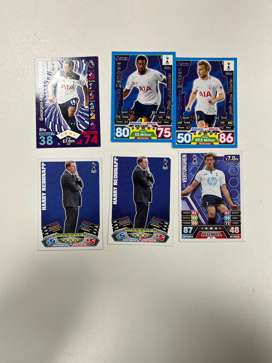 6x Tottenham Hotspur - Topps Match Attax Football Cards