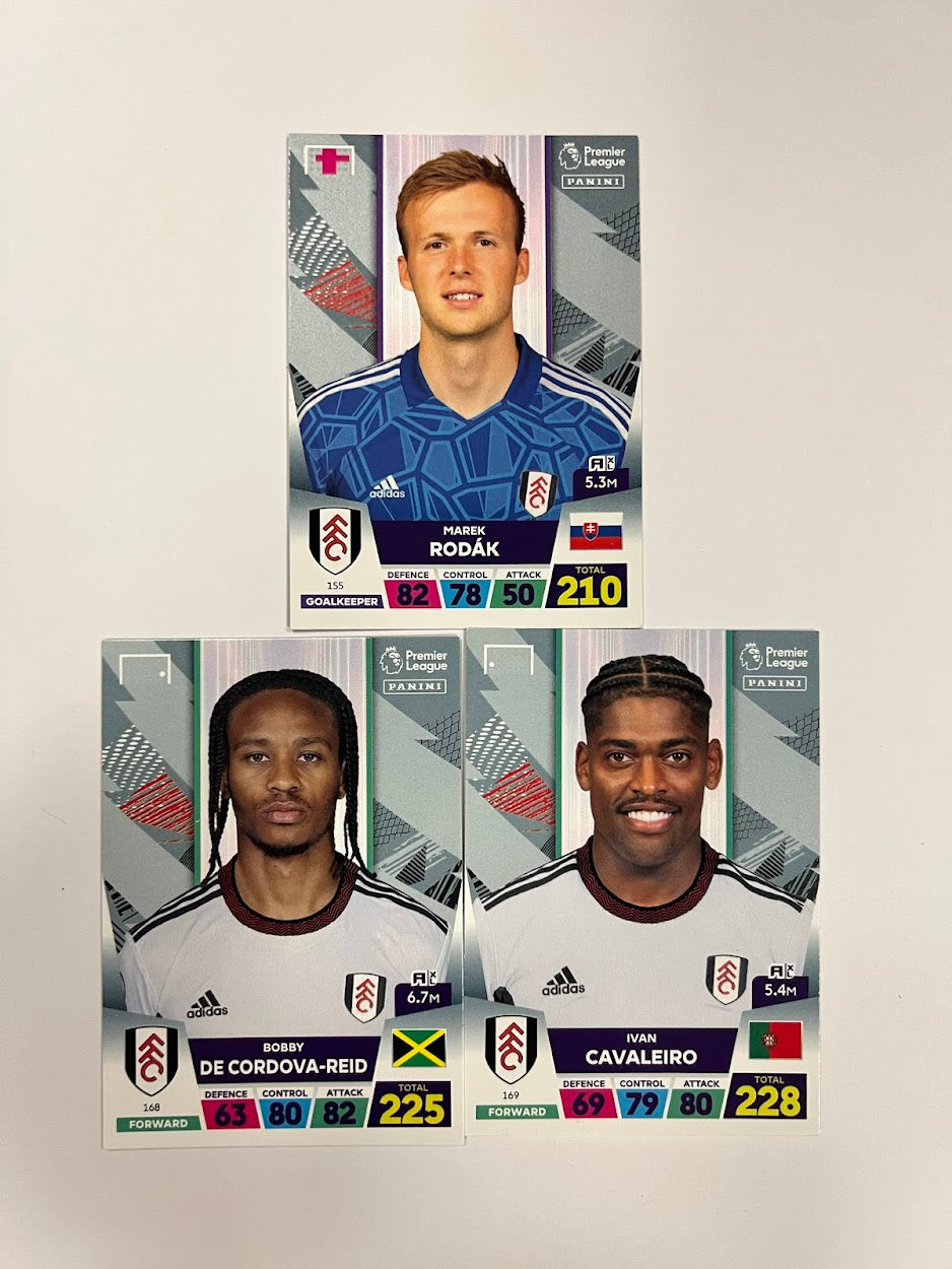 3x Fulham - Panini Adrenalyn 2023 Football Cards