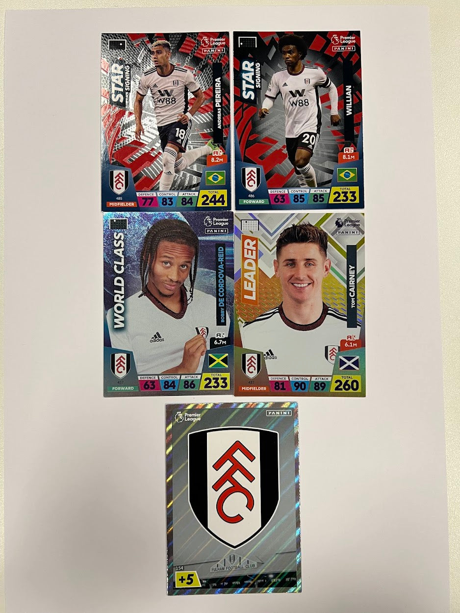 5x Fulham - Panini Adrenalyn 2023 Football Cards