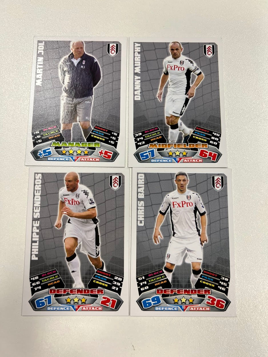 4x Fulham - Topps Match Attax Football Cards