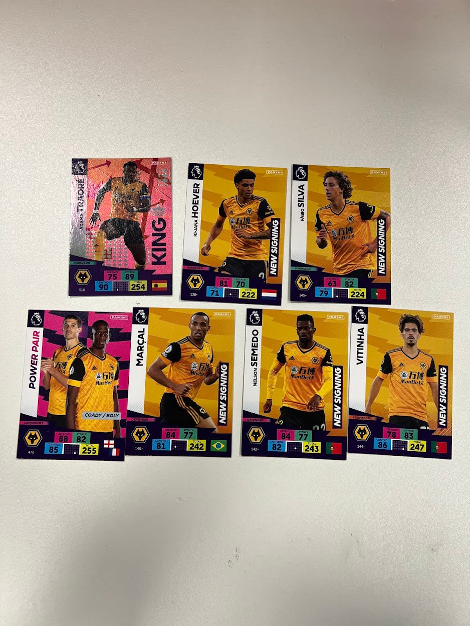 7x Wolverhampton Wanderers - Panini Adrenalyn 2020/21 Football Cards