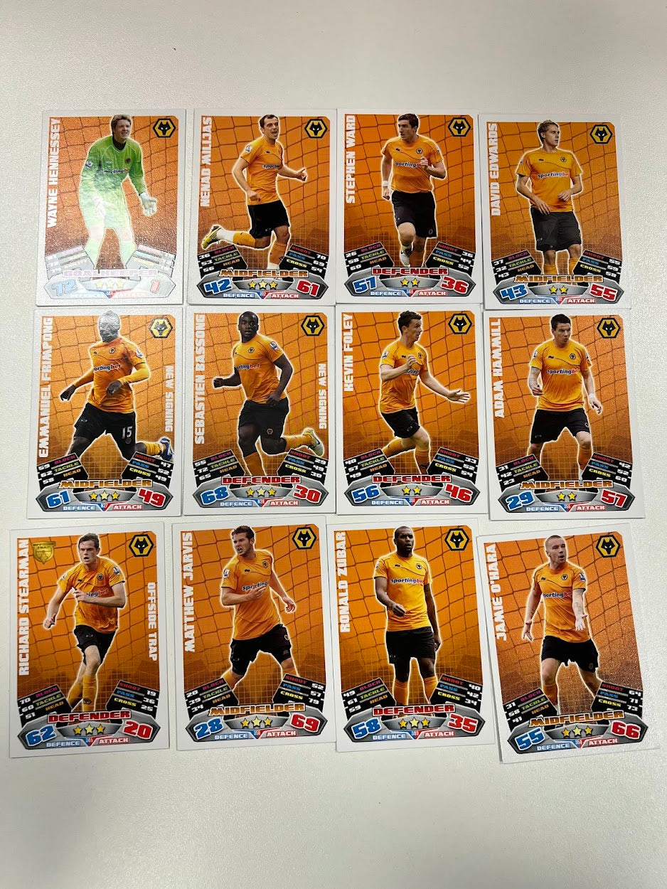 12x Wolverhampton Wanderers Topps Match Attax Football Cards