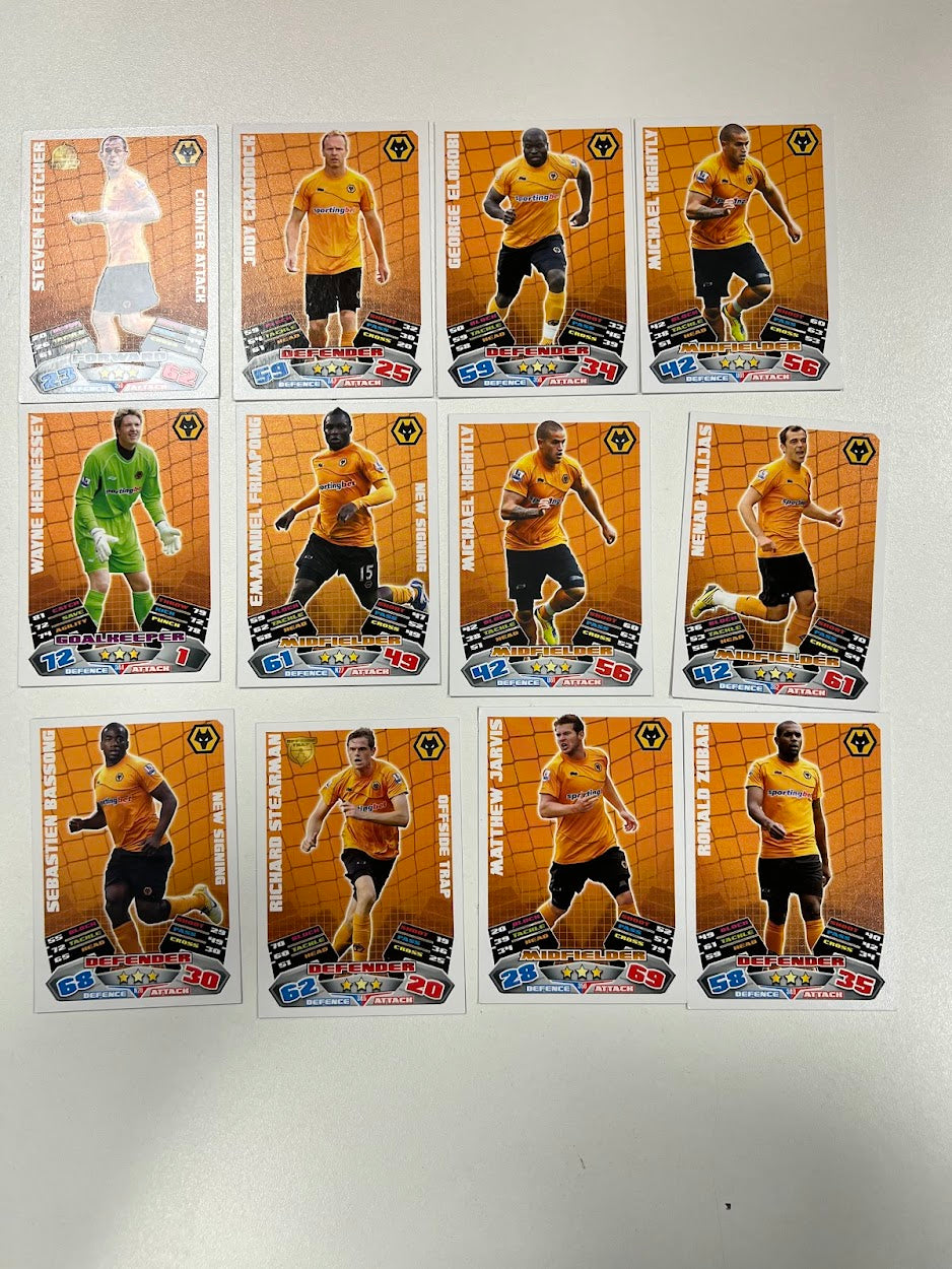 12x Wolverhampton Wanderers Topps Match Attax Football Cards